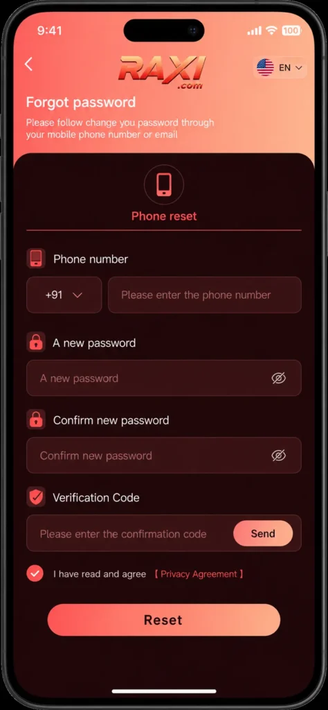 Raxi Win Forgot Password